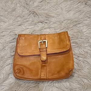 Kenneth cole vintage brown leather‎ and silver pouch